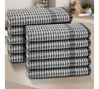 ZZZMRH Wonderdry Tea towels pack of 10 for kitchen-100% cotton,Highly AbsorbentQuality tea towels for catering bar and home pub uk size 70x50 cm (Black)