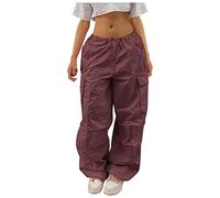 Zzzz-Red Y2k Baggy Low Waist Jeans, Women's Flare Pants, S